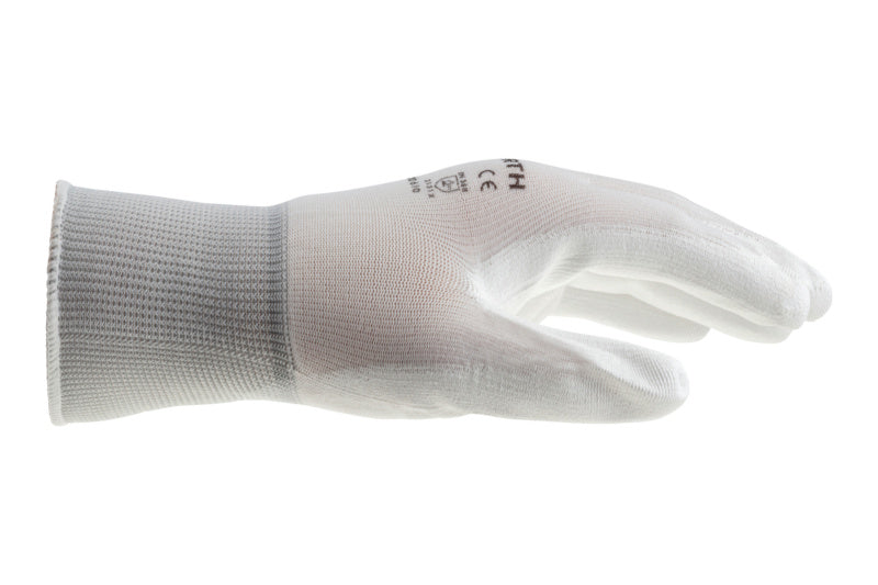 Gestrickter Schutzhandschuh mit Beschichtung, atmungsaktiv und strapazierfähig, ideal für handwerkliche Aufgaben.