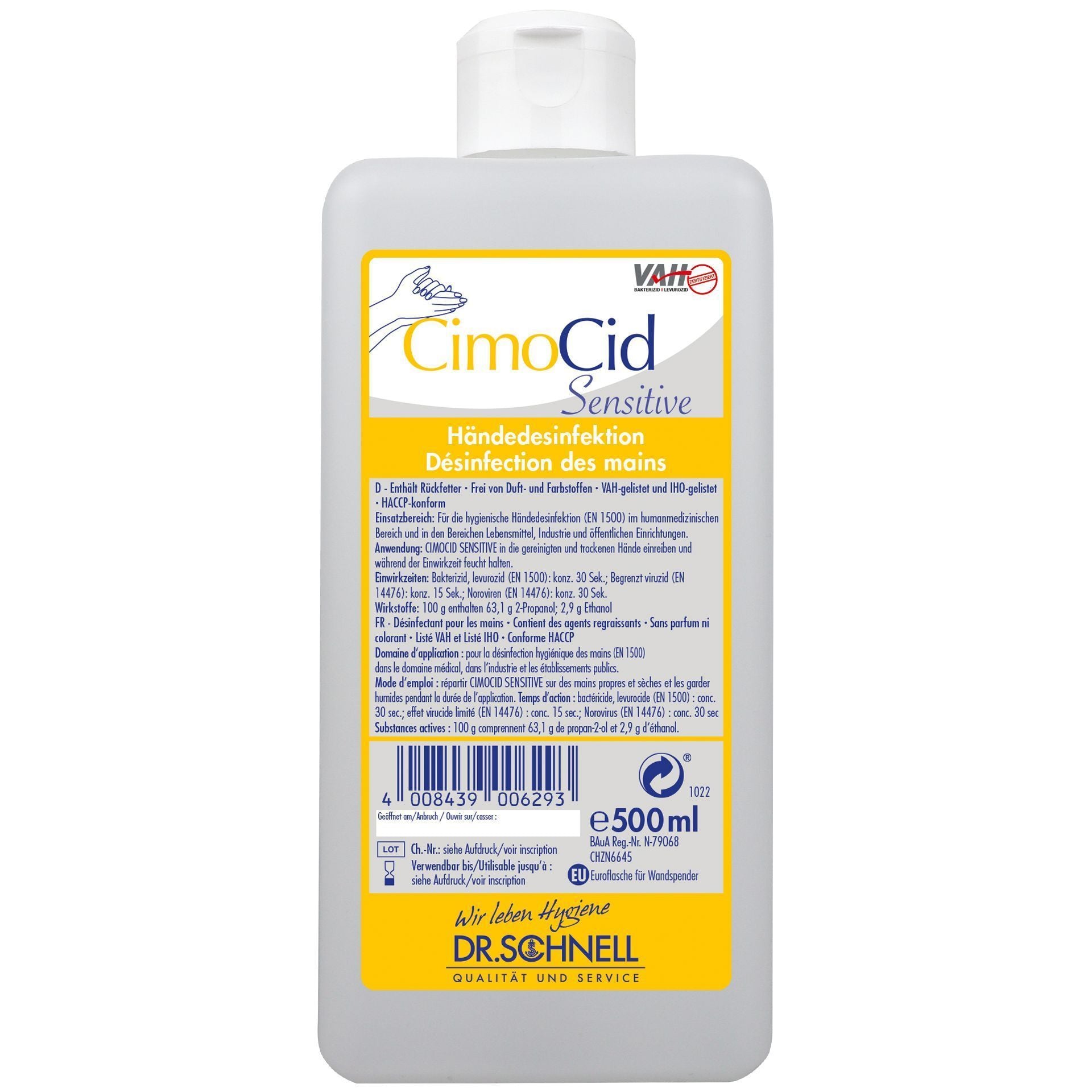 Desinfektion -CimoCid Sensitive, 500ml Euroflasche BAuA-Reg-Nr.: N-79068