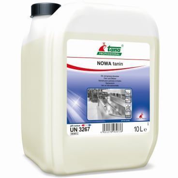 10L Kanister nowa Tanin für die Gerbung von Leder, mit klarer Beschriftung und sicherem Verschluss.