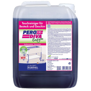 5L Kanister mit Pero Diva Enzym Reinigungsmittel für effektive Oberflächenreinigung.