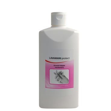 500ml Flasche LAVAMANI protect Handdesinfektionsmittel mit pflegender Formel und angenehmem Duft.