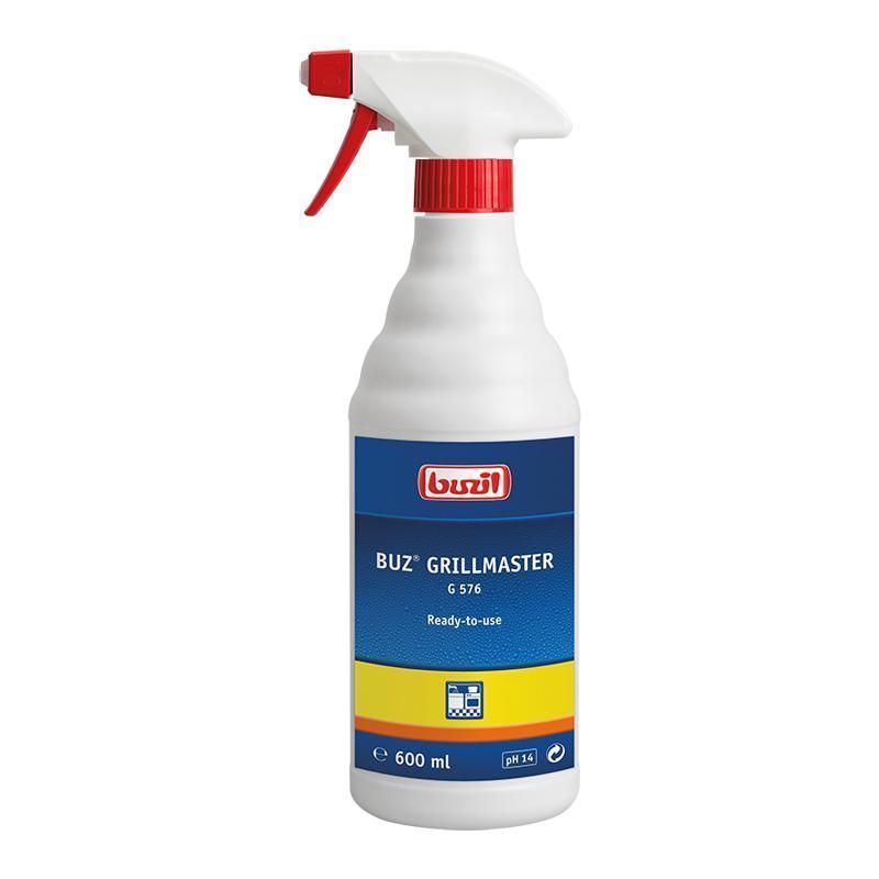 Buz Grillmaster Grillreiniger in einer 600ml Flasche mit Zitrusduft und gebrauchsfertiger Lösung.