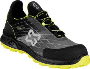 Sicherheitshalbschuh S3 TRITON in Schwarz und Lime mit rutschfester Gummisohle und Zehenschutz.