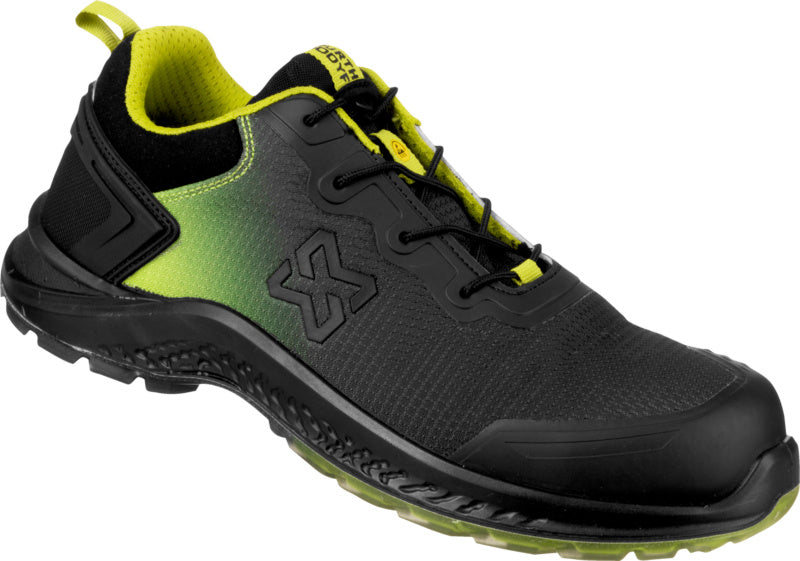 Sicherheitshalbschuh S3S in Lime und Anthrazit mit rutschfester Sohle und atmungsaktivem Obermaterial.