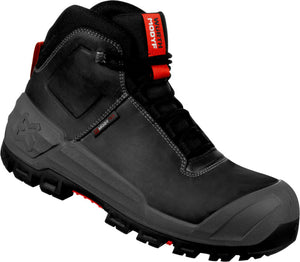 Schwarze Sicherheitsstiefel S7S-STIEFEL CRONOS MID mit Stahlkappe und rutschfester Sohle.