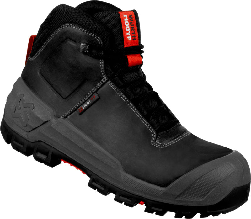 Schwarze Sicherheitsstiefel S7S-STIEFEL CRONOS MID mit Stahlkappe und rutschfester Sohle.