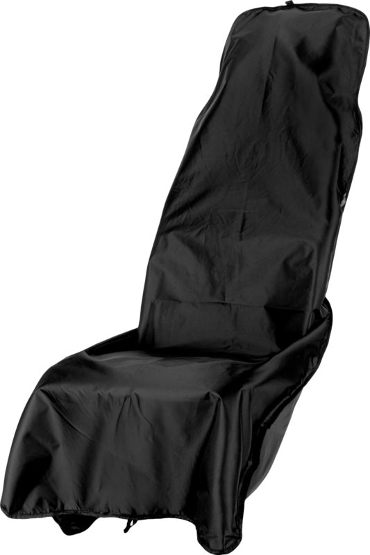 Schwarzer Nylon Sitzschoner mit elastischen Kanten für Autositzschutz.