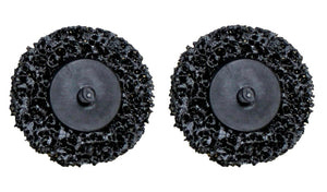 Zwei Nylon-Schleifscheiben mit Stufenform, 40 bis 75 mm Durchmesser, für Reinigung und Bearbeitung.