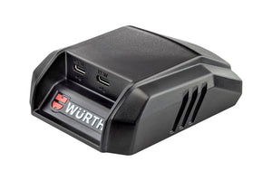 Schlanker, tragbarer Zusatzgerät Akku mit LED-Anzeige und mehreren Ladeanschlüssen.