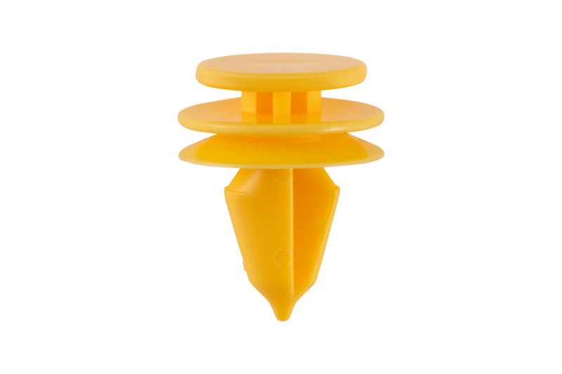 Yellow pom clip with a diameter of 17.9mm, packaged in a set of 25 units.