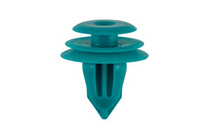 Green plastic clip with a diameter of 18.2mm, packaged in a set of 25 units.