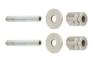 Befestigungssatz mit Schrauben, Unterlegscheiben und Dübel für Stoßgriffe an Türen oder Möbeln.