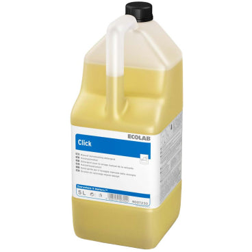 Robuster 5-Liter-Kunststoffkanister mit Click-Verschluss und praktischem Ausgießer.