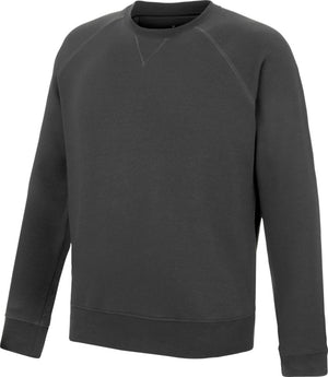 Graphitfarbener Arbeitspullover mit elastischen Bündchen und geräumigen Taschen für Werkzeuge.