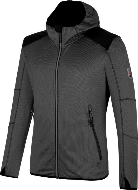 Schwarze Fleecejacke EVOLUTION mit Taschen und modernem, schlichten Design für Alltag und Sport.