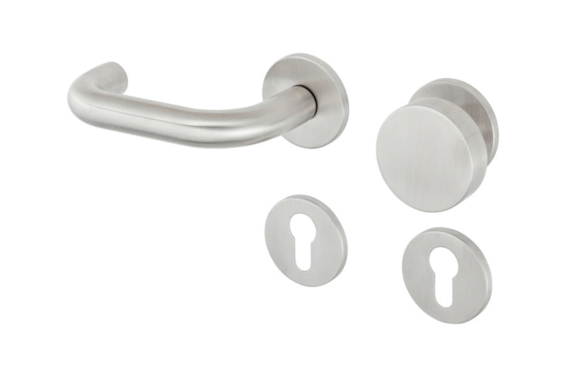 Edelstahl-Türdrücker für Wohnbereich mit ergonomischem Design und CLICKFIX-Montagesystem.