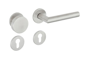 Türdrücker aus Edelstahl mit versteckter Befestigung für Wohn- und Privatbereich, ergonomisch geformt.