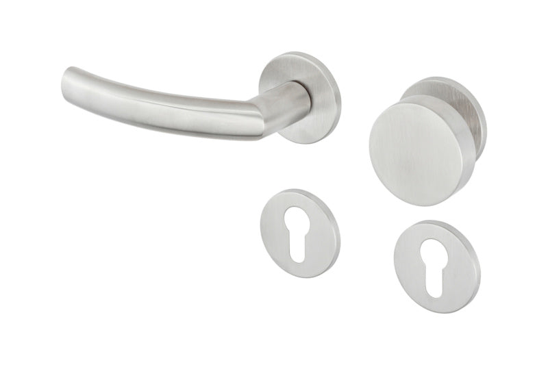 Edelstahl-Türdrücker für Wohn- und Privatbereich mit gebürsteter Oberfläche und ergonomischem Griff.