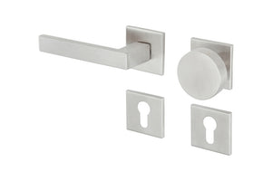 Edelstahl-Türdrücker mit ergonomischem Design und CLICKFIX Mechanismus für einfache Installation.