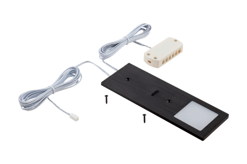 Schwarze Leucht-LED mit neutralweißem Licht und integrierter Infrarot-Technologie, rechteckig.