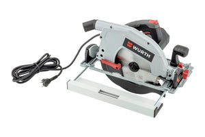 Handkreissäge Elektro mit runder Klinge und schwarzem Griff in Seitenansicht.