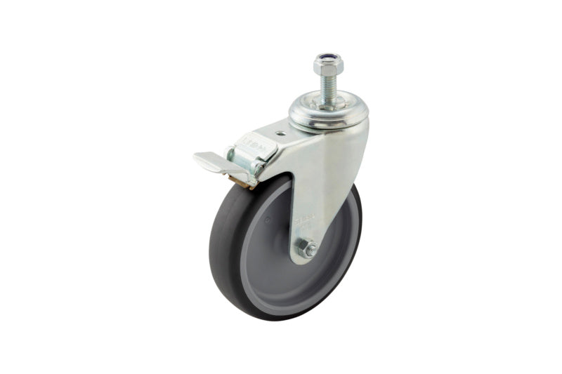 Lenkrolle mit 125 mm Durchmesser, 360-Grad-Drehmechanismus und integrierter Bremsfunktion.