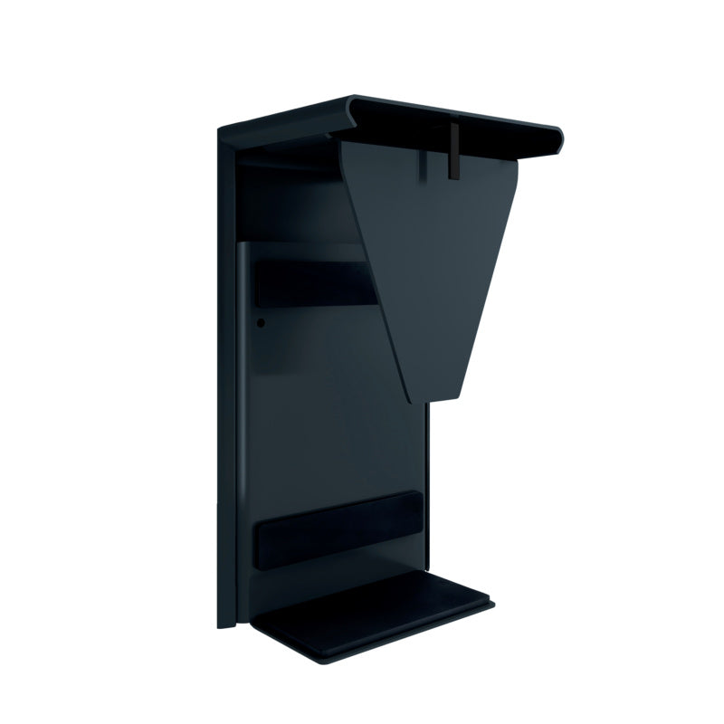 Schreibtischzubehör in Schwarz, designed for organizing computers and office equipment neatly.