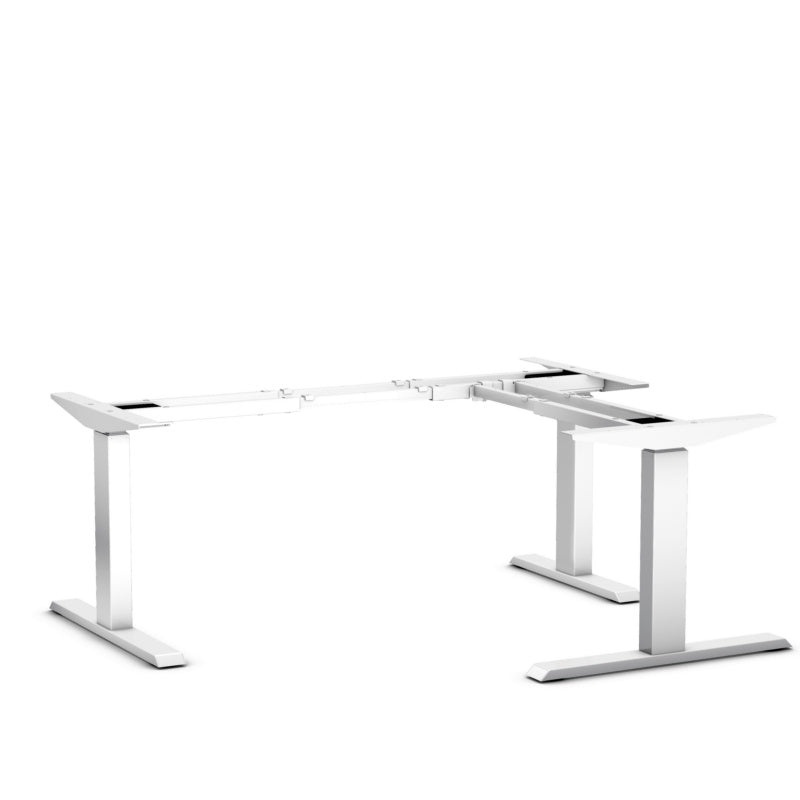 Höhenverstellbares Tischgestell in Weiß mit modernem Design und stabiler Bauweise.