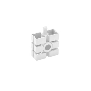 Weißer, schlanker Schreibtischorganizer mit mehreren Fächern für Bürobedarf und Stifte.