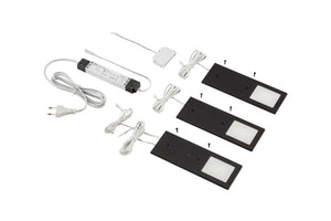 Schwarze LED-Umrandungsleuchte im minimalistischen Design, 3-teiliges Set für vielseitige Anwendungen.