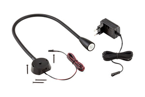 Schwarze LED-Schlafzimmerleuchte BLL-12-2 mit modernem, schlankem Design und dimmbarer Funktion.