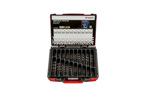 62-teiliges Spiralbohrer Set aus Hochgeschwindigkeitsstahl in praktischer Aufbewahrung.