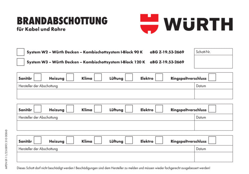 Kennzeichnungsschild Brandschutz- KENNZSHLD-I-BLOCK     Verpackungsinhalt    20 Einheit