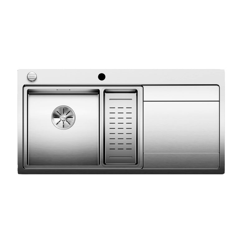 Edelstahl-Küchenspüle mit linker Montage, geräuschdämpfend und kratzfest.