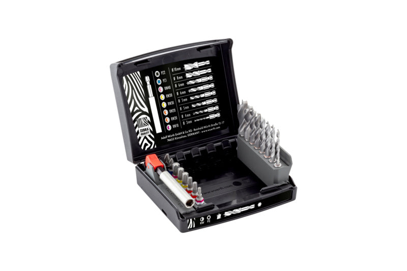 Set von Spiralbohrern aus Hochgeschwindigkeitsstahl für Holzarbeiten in praktischer Box.