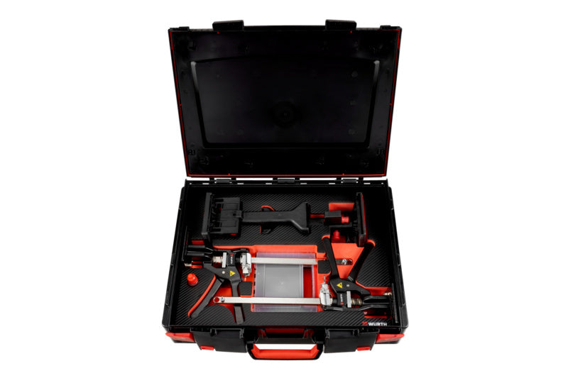 Sechsteiliges Werkzeugsortiment WZG-SET-VIKING-ARM mit ergonomischen Griffen in kompakter Verpackung.