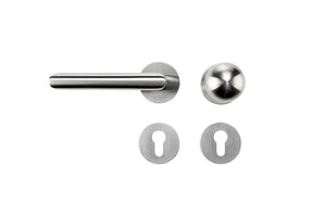 Edelstahl-Türdrücker mit mattem Finish, geeignet für gewerbliche und private Anwendungen.