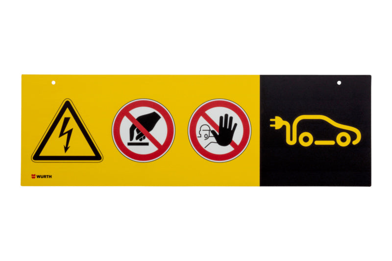 Horizontales Hinweisschild für Arbeitsplatz E-Mobilität aus wetterfestem Material.