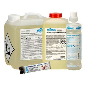 5L kanister of Desinet-compact Konzentrat, a concentrated disinfectant cleaning solution.