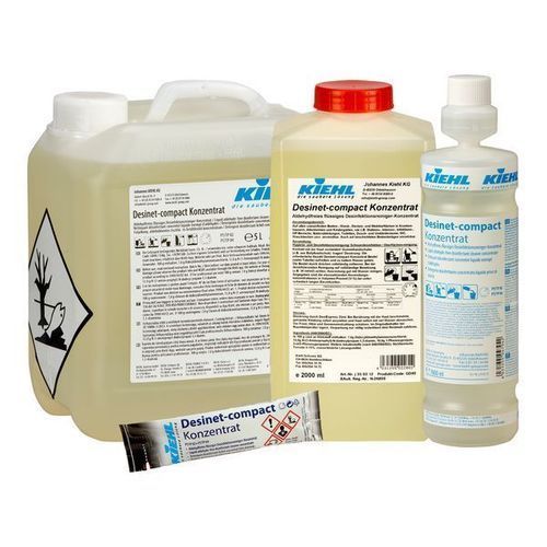 5L kanister of Desinet-compact Konzentrat, a concentrated disinfectant cleaning solution.