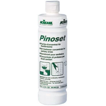 Pinoset Duftöl in einer 500ml Glasflasche mit Tropfaufsatz für dosierte Entnahme.