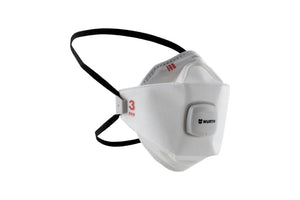 Einweg-Atemschutzmaske FFP3 mit Ventil, weiß, elastische Ohrschlaufen, 10 Stück Packung.