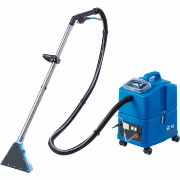 Blaue Sprühextraktionsmaschine mit Schlauch und Griff.