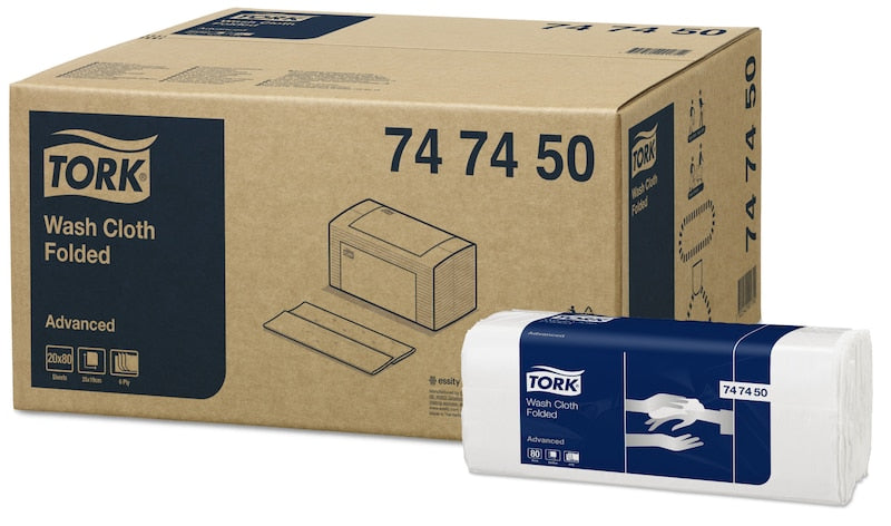 Waschraum -Tork Advanced Waschtuch gefaltet, 6lg - Tissue-Tücher für die Patientenpflege und Händetrocknung, hochweiß,19x25cm,20Bündelx80 Tü.