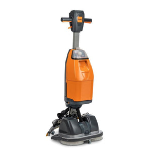 TASKI Swingo 250µicro Bodenreinigungsgerät in Orange und Grau.