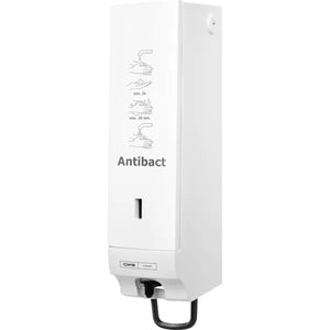 Weißer Seifenschaumspender mit antibakterieller Beschichtung und Bedienpanel.