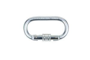 Ovaler Karabiner SHRBKARAB-FALLSHTZ-OVAL-ST aus robustem Material mit benutzerfreundlichem Verschluss.