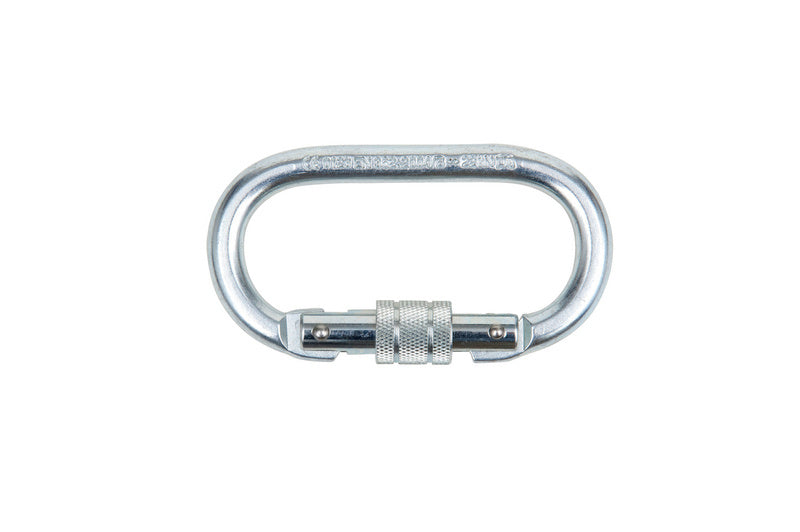 Ovaler Karabiner SHRBKARAB-FALLSHTZ-OVAL-ST aus robustem Material mit benutzerfreundlichem Verschluss.
