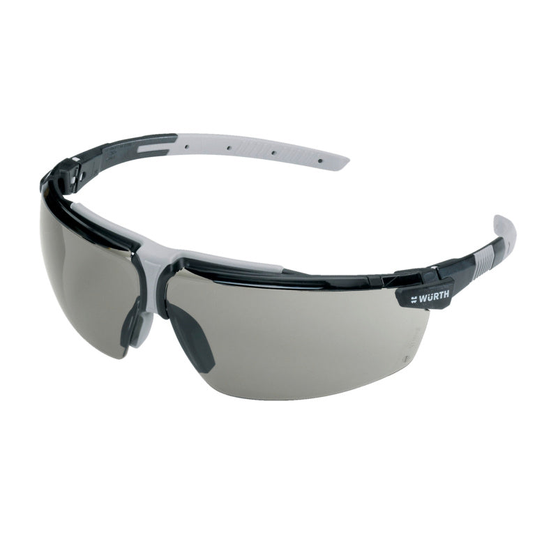 Graue Schutzbrille SHTZBRIL-SPICA mit robusten, klaren Gläsern und ergonomischer Passform.