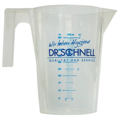 Translucent 500ml measuring cup with clear scale and ergonomic handle for easy pouring.